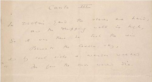 Oscar Wilde. Autograph Manuscript [fragment] of the Ballad of Reading Gaol; Canto III with comment, ca. 1897. Gift of Mrs. Richard Gimbel.